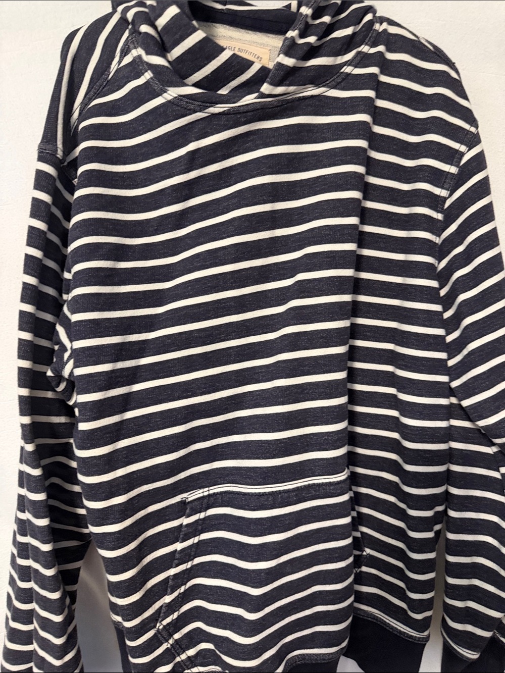 American Eagle Outfitters Navy & White Striped Hooded Pullover